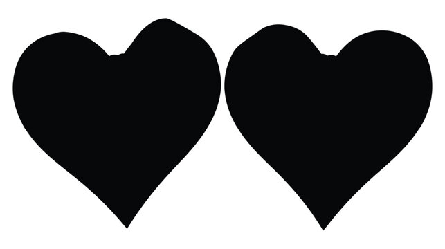 Heart shaped icons with white ribbon bows on black background