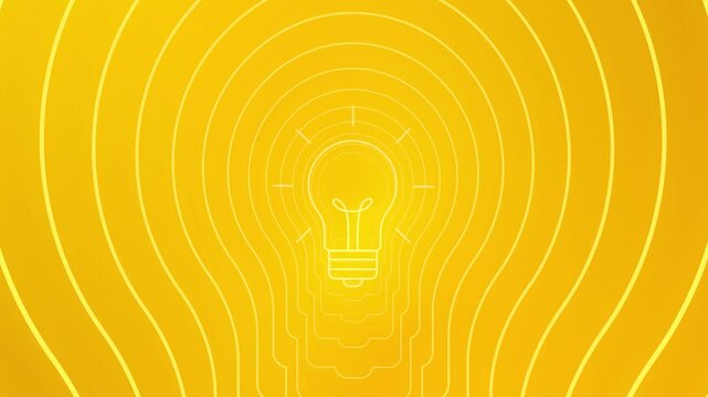 Yellow light bulb idea symbol echoing animation