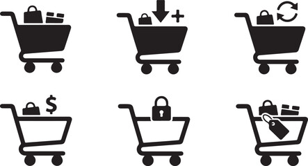 Shopping cart icons showing ecommerce process steps Vector © Nur