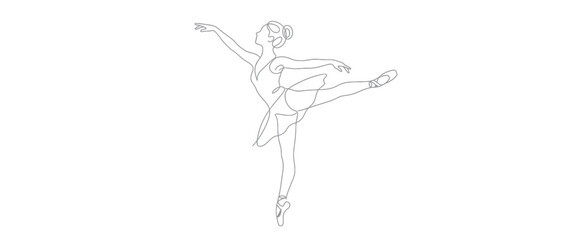 Elegant Dancer in One Line Art Style © mus