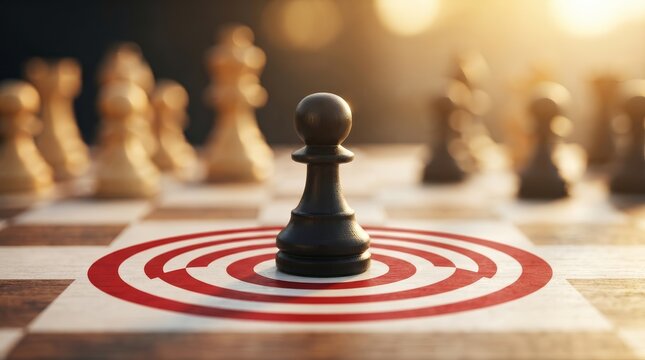 Strategic clarity and goal focus on a chessboard with a target.