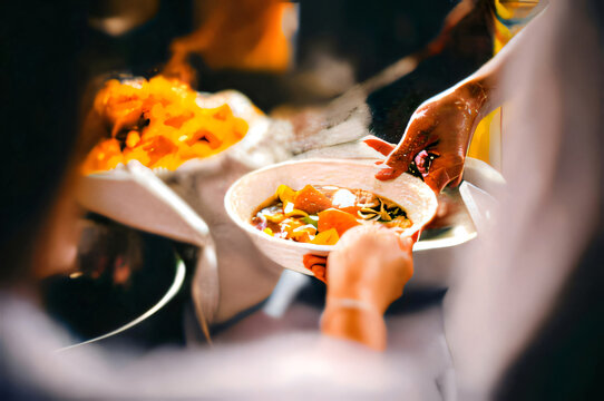 process of cooking delicious dinner adding oil to fresh salad