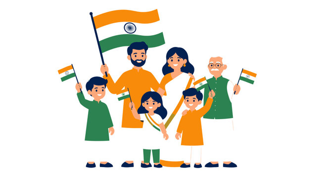 Group Of People Celebrating Indian Flag Victory.