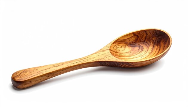 A handcrafted wooden spoon with a swirling grain pattern