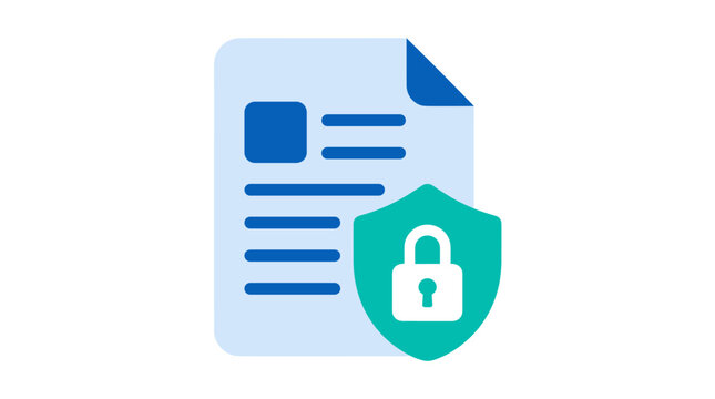 Document with Lock Shield Representing Security.