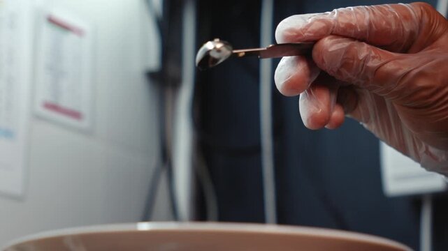 Adding Brown Sugar to a Serving Bowl Slow Motion
