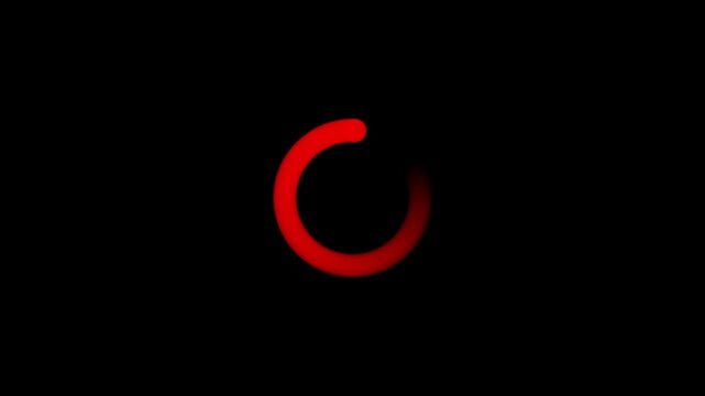 Animation of a loading spinning load wheel. Waiting for download.  White circle on a black isolated background.loading wheel oval graphic animation spinning on transparent background.4k