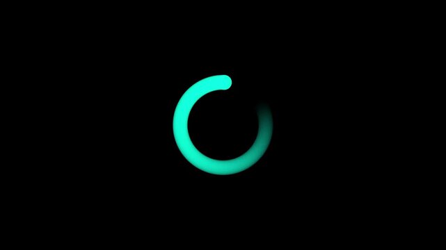 Animation of a loading spinning load wheel. Waiting for download.  White circle on a black isolated background.loading wheel oval graphic animation spinning on transparent background.4k