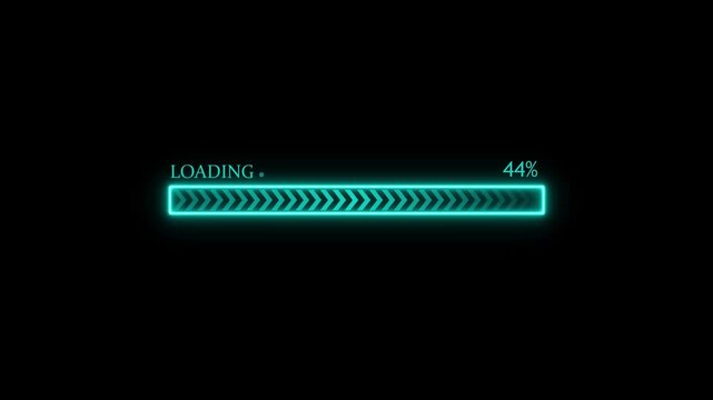 Cyberpunk loading bar with glitch neon, Futuristic uploading progress bar with glitch effect, Neon cyberpunk loading bar, neon loading bar animation on Black Background, 4k video.