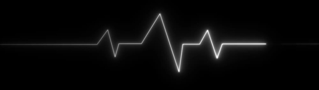 Neon heart beat line animation concept. Heartbeat and pulse rate signal.  black background with glowing electrocardiogram pulse monitor displaying vital signs,