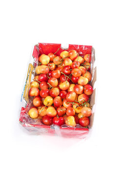 Fresh Rainier Cherries in Plastic Container - Premium Yellow and Red Imported Fruit from Chile