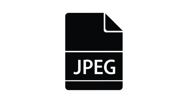 Jpeg file silhouette icon on a white background representing digital image formats and data storage format graphic document computer