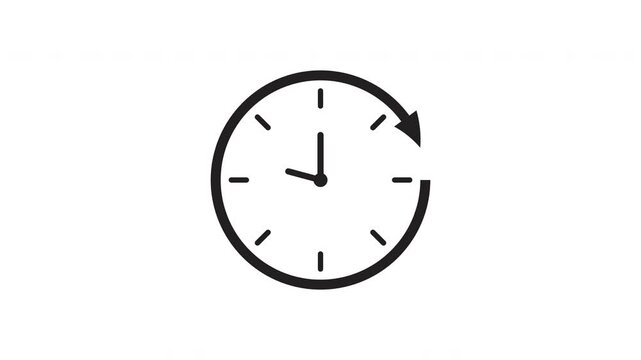 Rotating Clock Arrow Icon Animation Alpha Channel Time Concept Motion Graphic Loop