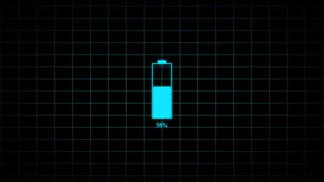the Fast green color battery charging icon animation video power full battery icon on black background. Empty Battery. Low Battery Icon. Alpha Channel. Loop Animation 