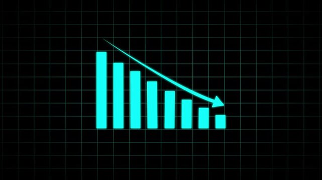 Business graph chart with growing business concept. Abstract decreasing business graph chart animation background. business or finance concept icon animation. 4k video