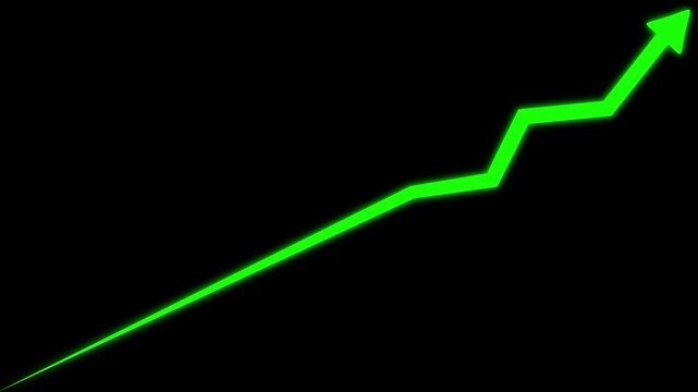 Growing business arrow on black. Profit arow .Business concept, growing chart. Concept of sales symbol icon with arrow moving up.  arrow isolated on transparent background.