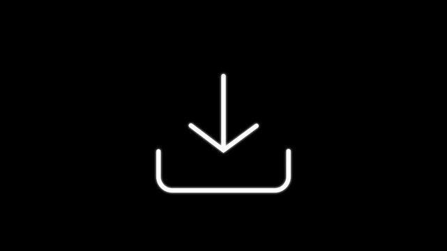 Download icon animation - Essential basic icon motion design Loading icon with arrow down symbol for upload and download animation on black background. 4K video