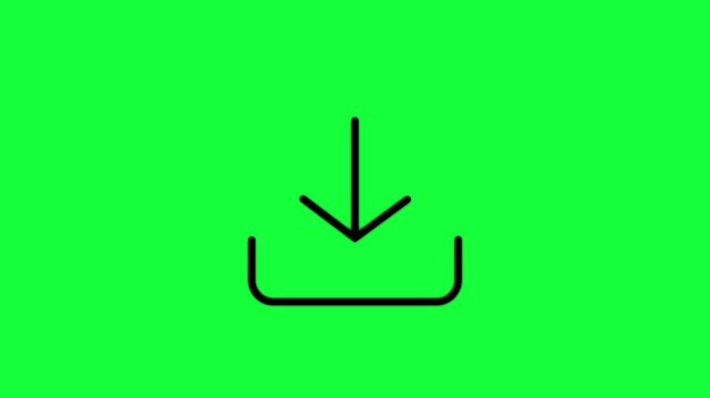 Download icon animation - Essential basic icon motion design Loading icon with arrow down symbol for upload and download animation on black background. 4K video