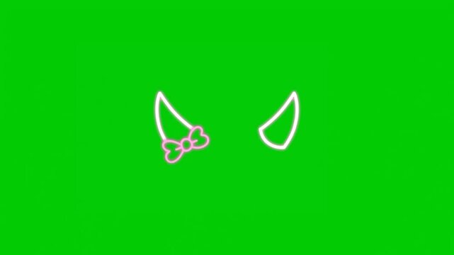 Animated devil horns with ribbon for costume and Halloween graphics.
