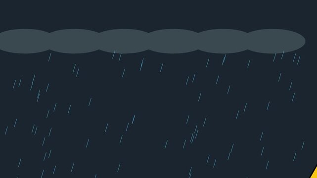 Animated rain falling from dark storm clouds loopable animation 4k background, raining weather