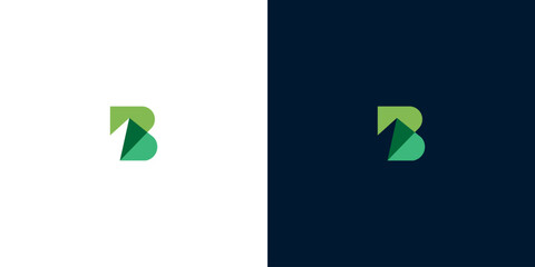 Modern Geometric Letter B Logo Design in Green and Teal Colors for Business Branding © Eunois