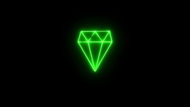 neon brilliant diamond symbol glowing desktop icon, neon sticker, neo.sketch icon for infographic, website or app.