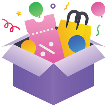 Gradient color illustration for Open Gift Box