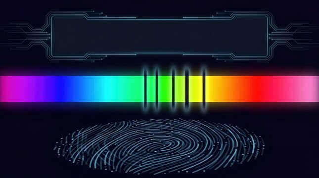 spectroscopy absorption lines in glowing spectrum with digital background