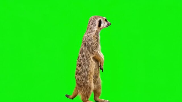 Animal Video of Meerkat are looking on the green screen background.