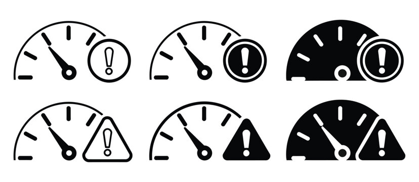Performance scale warning icon, dashboard risk indicator, evaluation meter