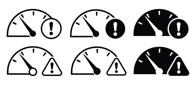 Performance scale warning icon, dashboard risk indicator, evaluation meter