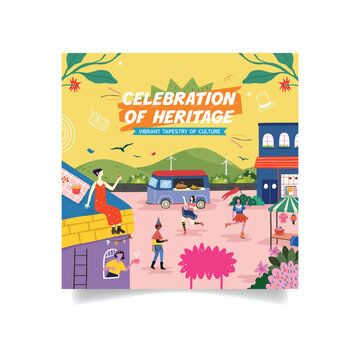 Urban Cultural Celebration Event with People and Activities
