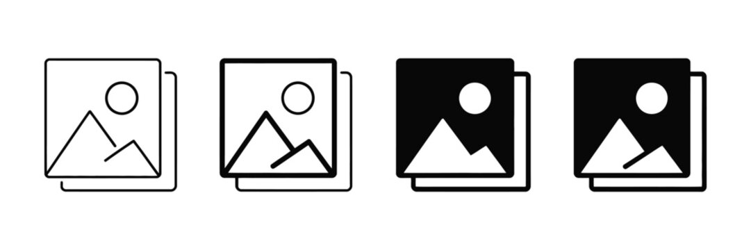 Picture gallery icon vector, photo, image, photograph, media file, album symbols