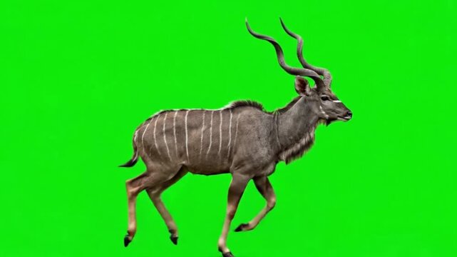 Animal Video of elk are running on the green screen background.