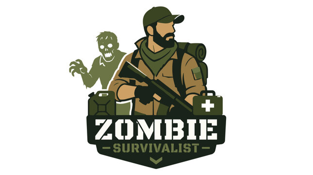 Zombie Survivalist Character In Combat Gear Illustration.