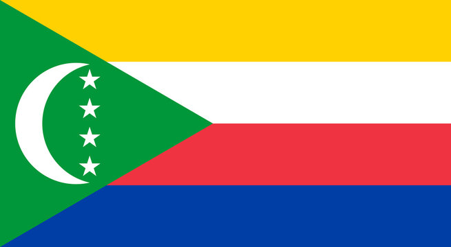 union of the comoros. comoros flag, green, red, white, moon, stars, national flag of Comoros, flags of the world, 5 july 1962