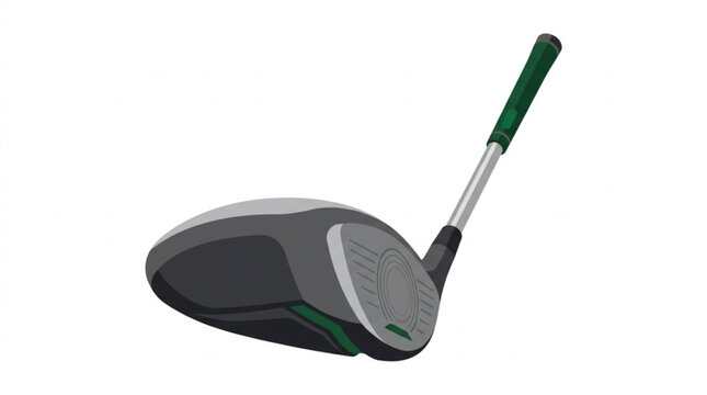 Golf club driver with a sleek black and gray design and green handle ready for a game on a sunny outdoor course