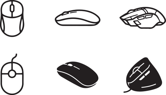 Six different computer mouse styles illustration Vector