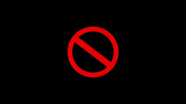 Prohibited Sign Progresses Across Three Frames In Video Footage restriction forbidden warning caution red circle