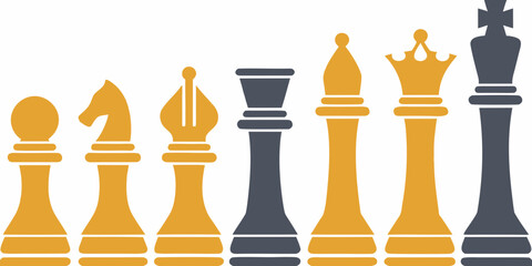 Chess Pieces Lineup A Vector Illustration With Alternating Colors © MihirKumarMondal