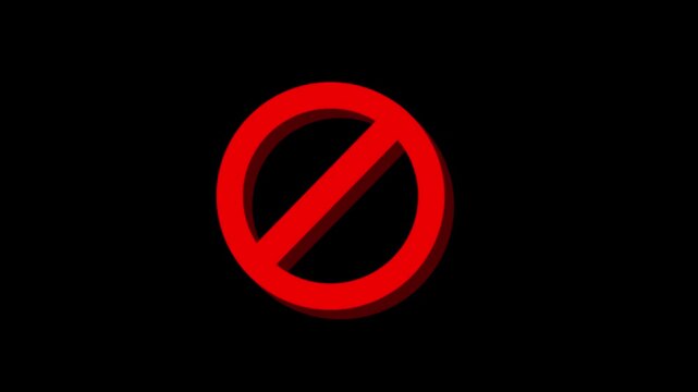 Prohibited Sign With Red Circle And Slash On Black Background Restriction Symbol forbidden entry halt