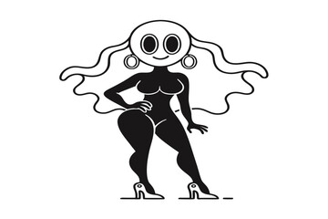 Fototapeta premium coloring page line art the halloween ghost sexy girl black vector
