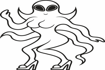 Fototapeta premium coloring page line art the halloween ghost sexy girl black vector