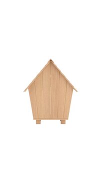 4k Resolution Vertical Video for Social Media: Pet Shelter Concept. Wooden Dog House With Bone Sign, Arched Entrance And Pitched Roof Seamless Looped Rotating On White Background With Alpha Matte