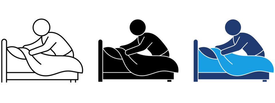 Making Bed Icon Collection. Containing Blanket, Pillow, Mattress, Bedroom and Housekeeping Icons.