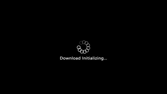 Download initializing animation with progress bar, spinning loader, and smooth digital data transfer effect for creative projects.