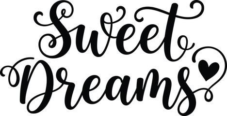 Elegant 'sweet dreams' hand lettered typography for nursery and bedroom decor © Graphicmuseum01