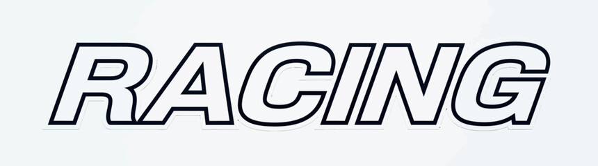 Bold Outline Text "RACING" on White Background © Pensil