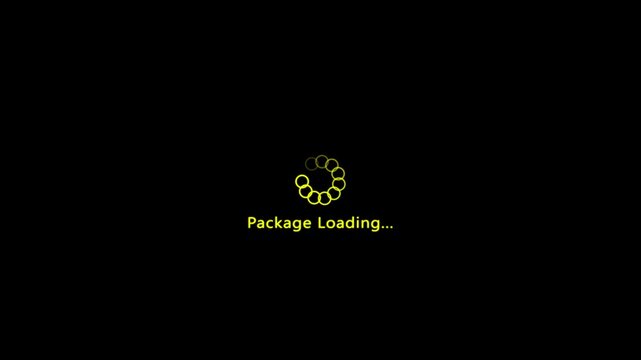 Package loading animation with progress bar, spinning loader, and smooth digital data transfer effect for creative projects.