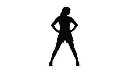 Woman s Silhouette Stands With Hands On Hips Against A White Background A Minimalist Form figure human person female © Asikder02